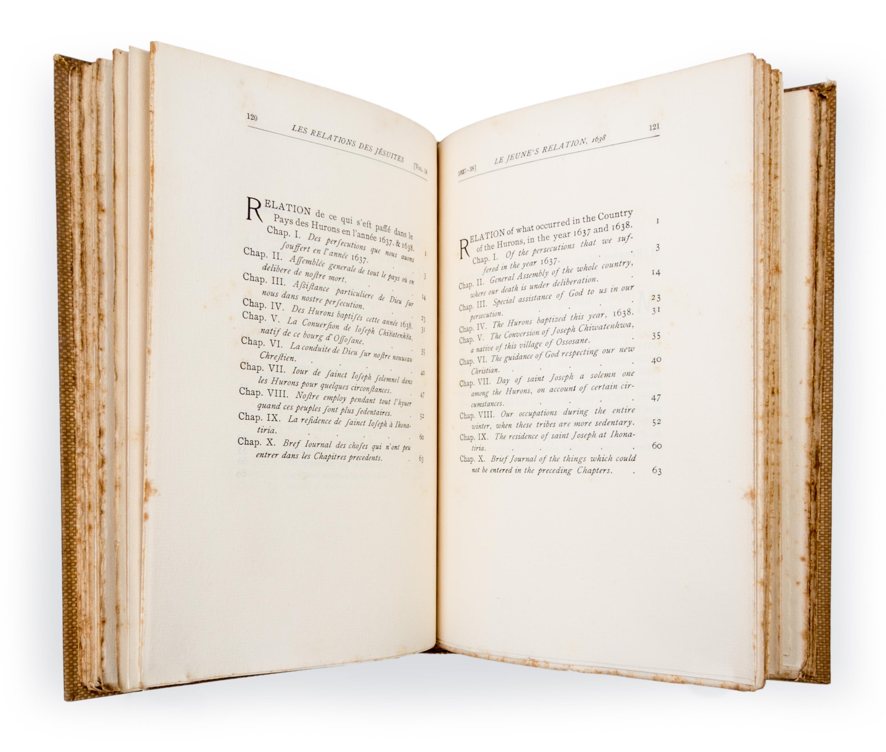 THWAITES, REUBEN GOLD. The Jesuit Relations and Allied Documents...in New France. Cleveland, 1896-1901. Limited. 73 vols.