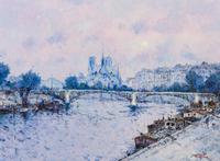 Jean Pierre Dubord, (French, b. 1949), Sunset on the Canal