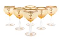 A Set of Ten Frosted Glass Goblets Height 7 inches.