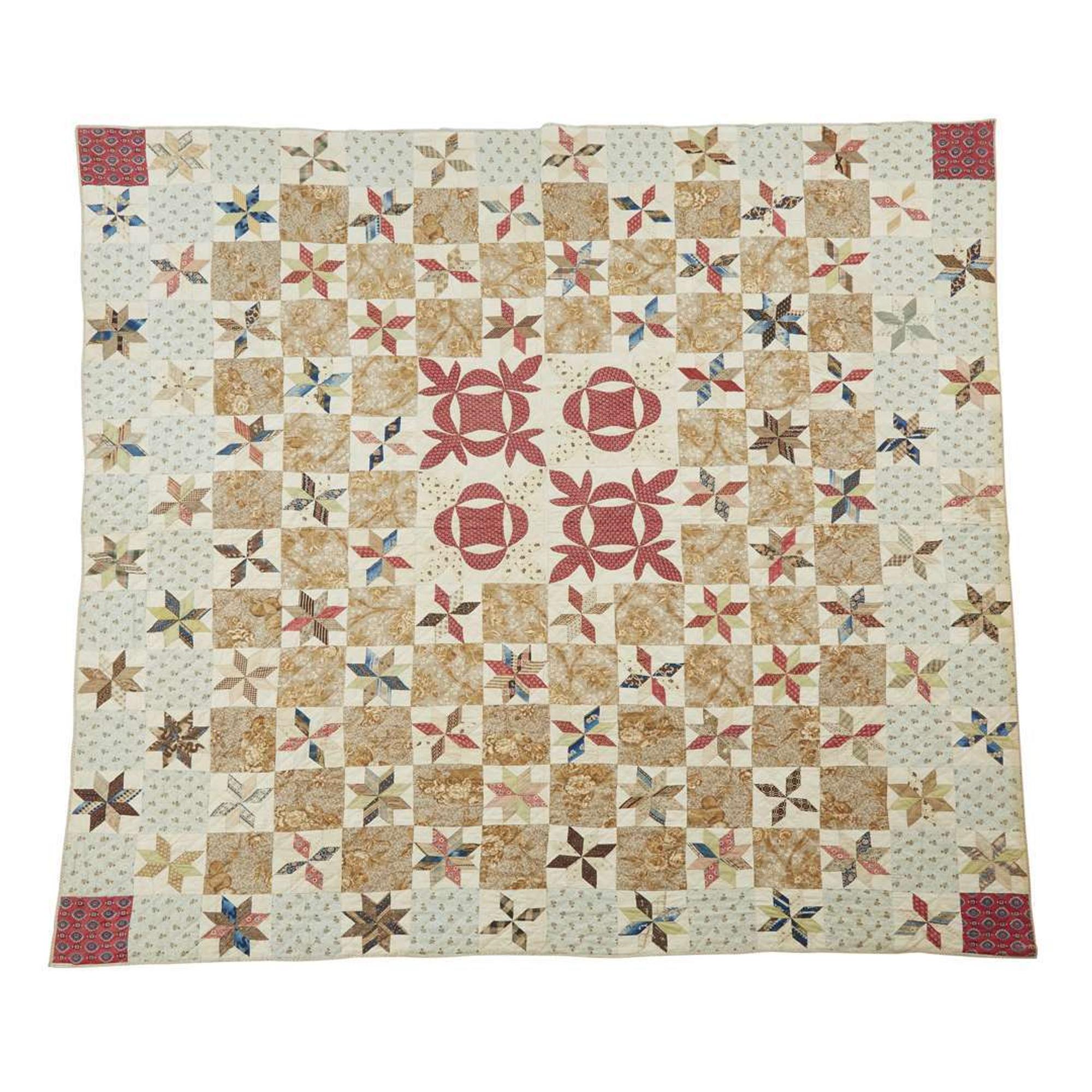 Pieced and appliqued cotton quilt Made by Elizabeth Jane Fryfogle (1823-1909) Montgomery County, PA