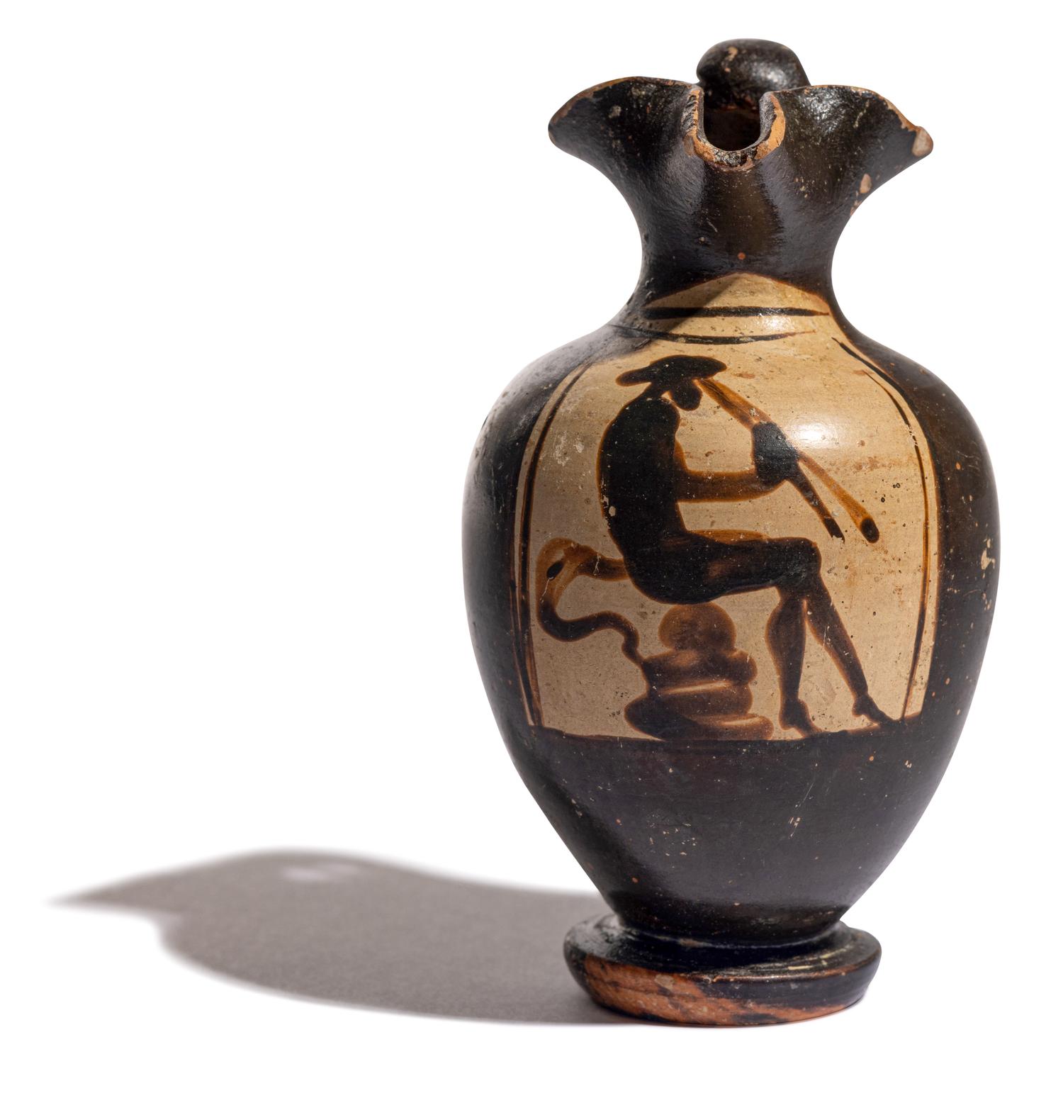 A Greek Black-Figured Trefoil Oinochoe