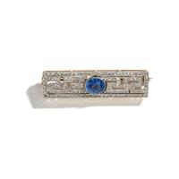PLATINUM TOPPED GOLD, SAPPHIRE AND DIAMOND PIN