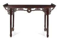 A Carved Rosewood Altar Table, Qiaotou'an