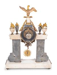 A Louis XVI Style Gilt-Bronze and Marble Mantel Clock