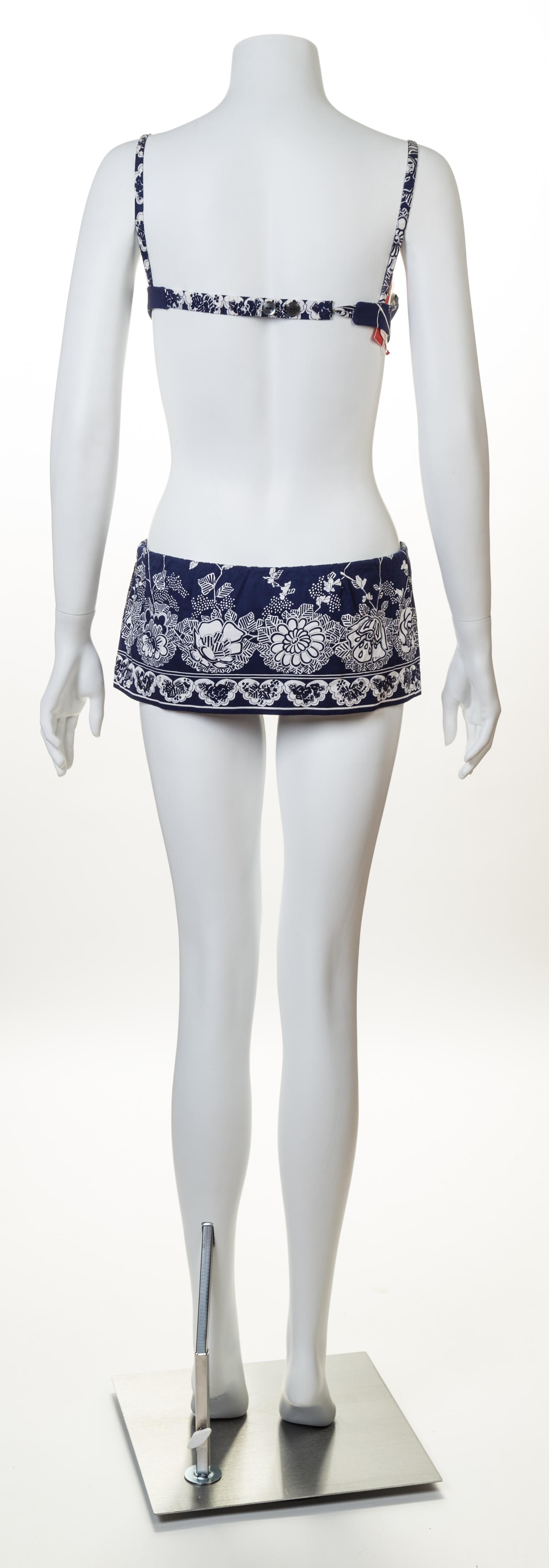 A Pucci Blue and White Cotton Swimsuit Ensemble, Jacket size 8; Bathing suit size 10.
