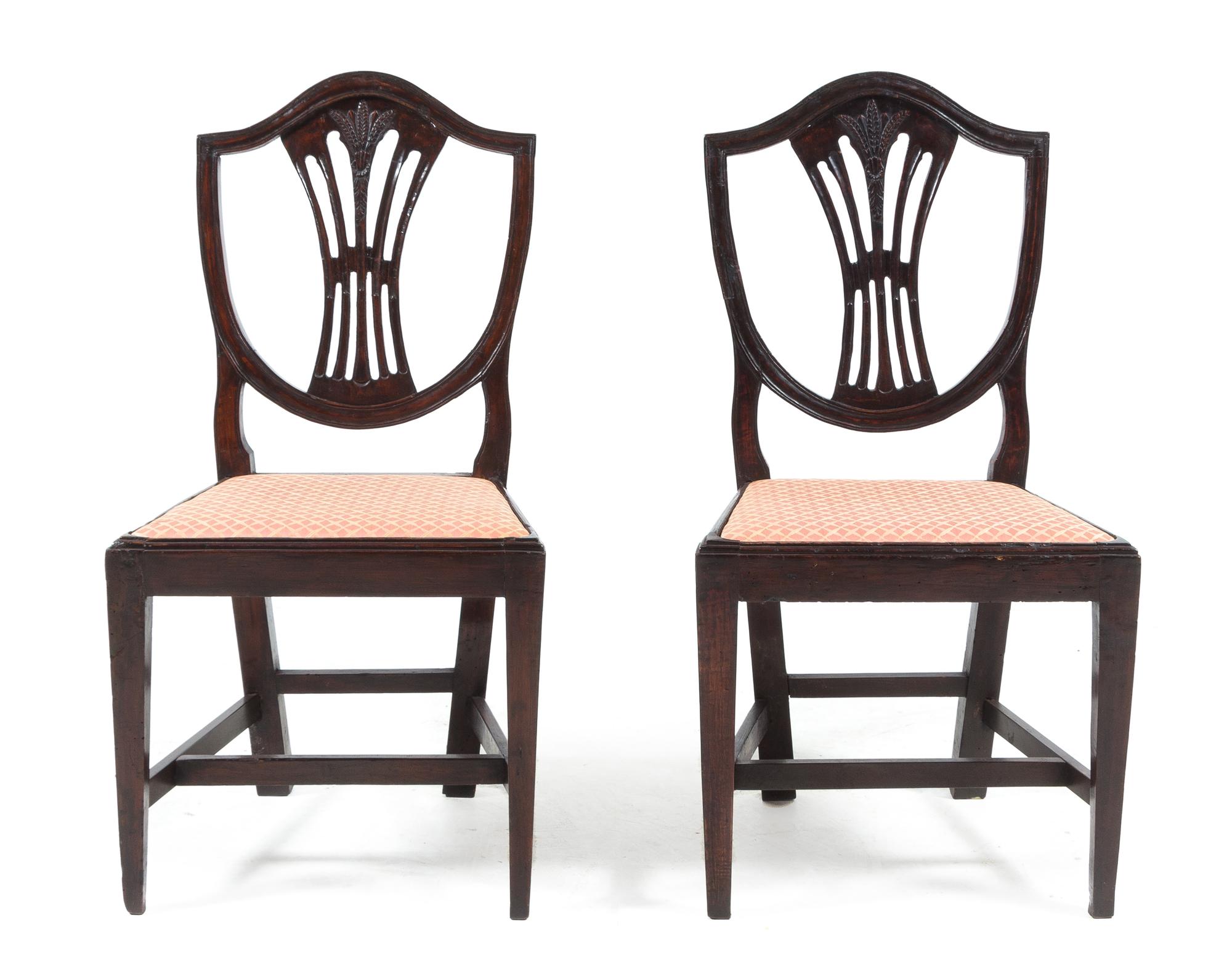A Pair of George III Mahogany Side Chairs Height 37 1/2 inches. — 18TH CENTURY