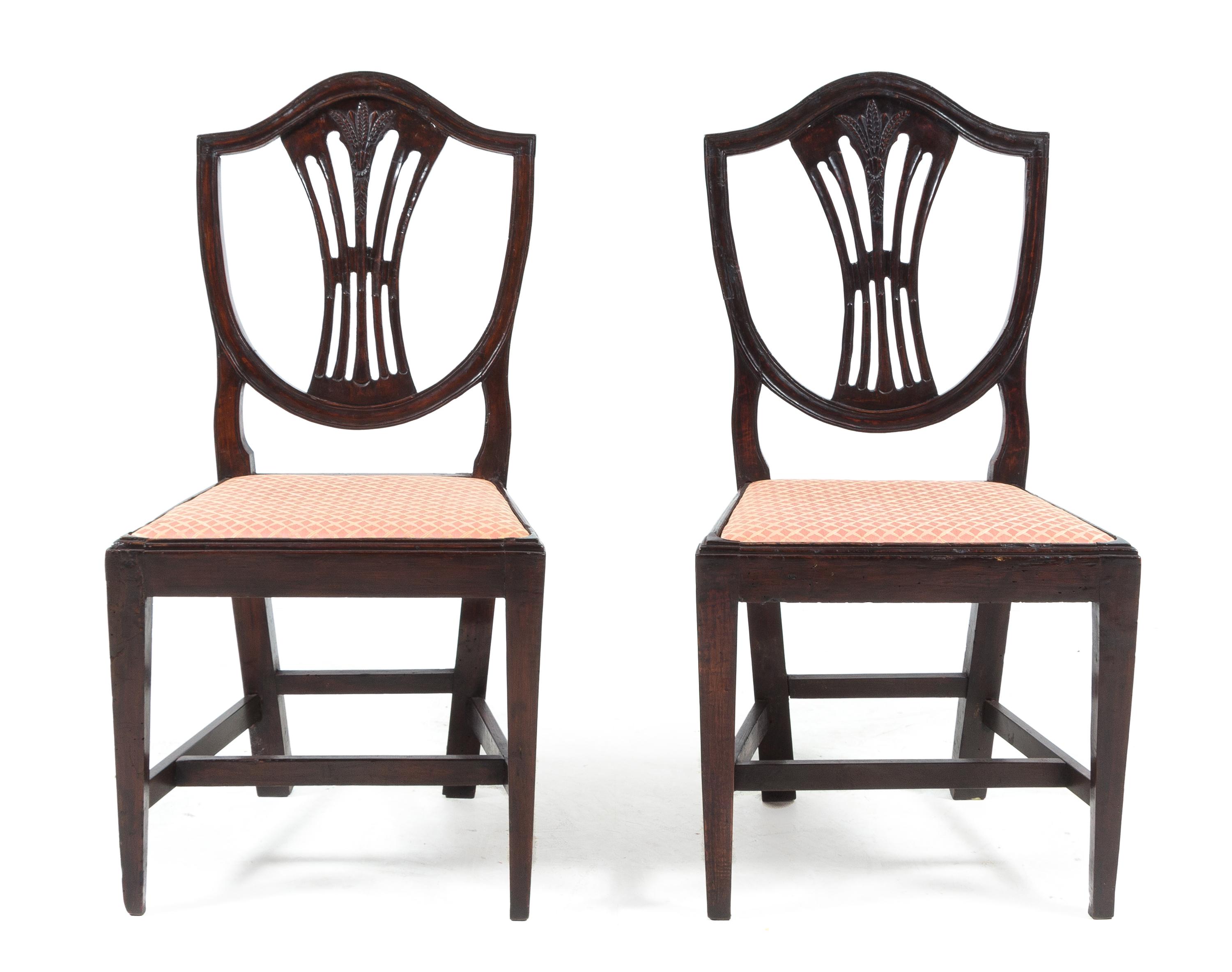 A Pair of George III Mahogany Side Chairs Height 37 1/2 inches. — 18TH CENTURY