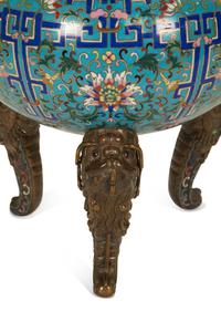 A Chinese Gilt and Enameled Bronze Mounted Cloisonne Censer