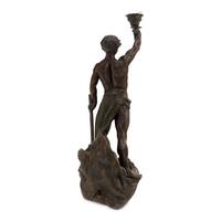 A Cast Metal Figural Newel Post Lamp