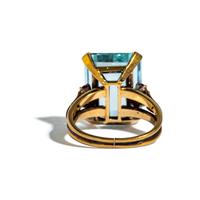 RETRO, AQUAMARINE AND RUBY RING