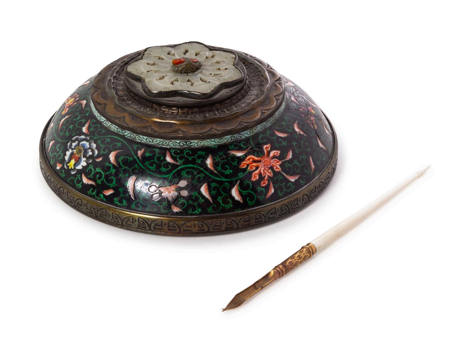 A Chinese Cloissonné Enamel Ink Well