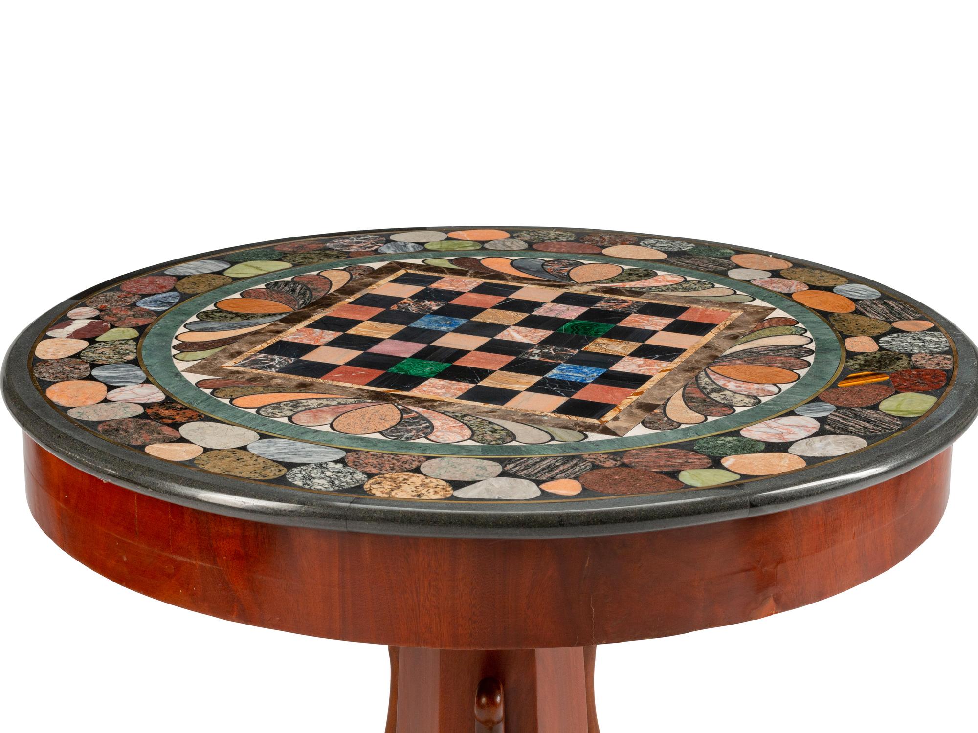 An Empire Style Parcel-Gilt Mahogany and Specimen Marble Center Table