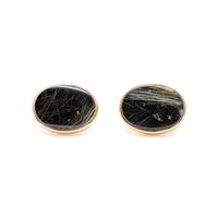 YELLOW GOLD AND ONYX-BACKED RUTILATED QUARTZ CUFFLINKS