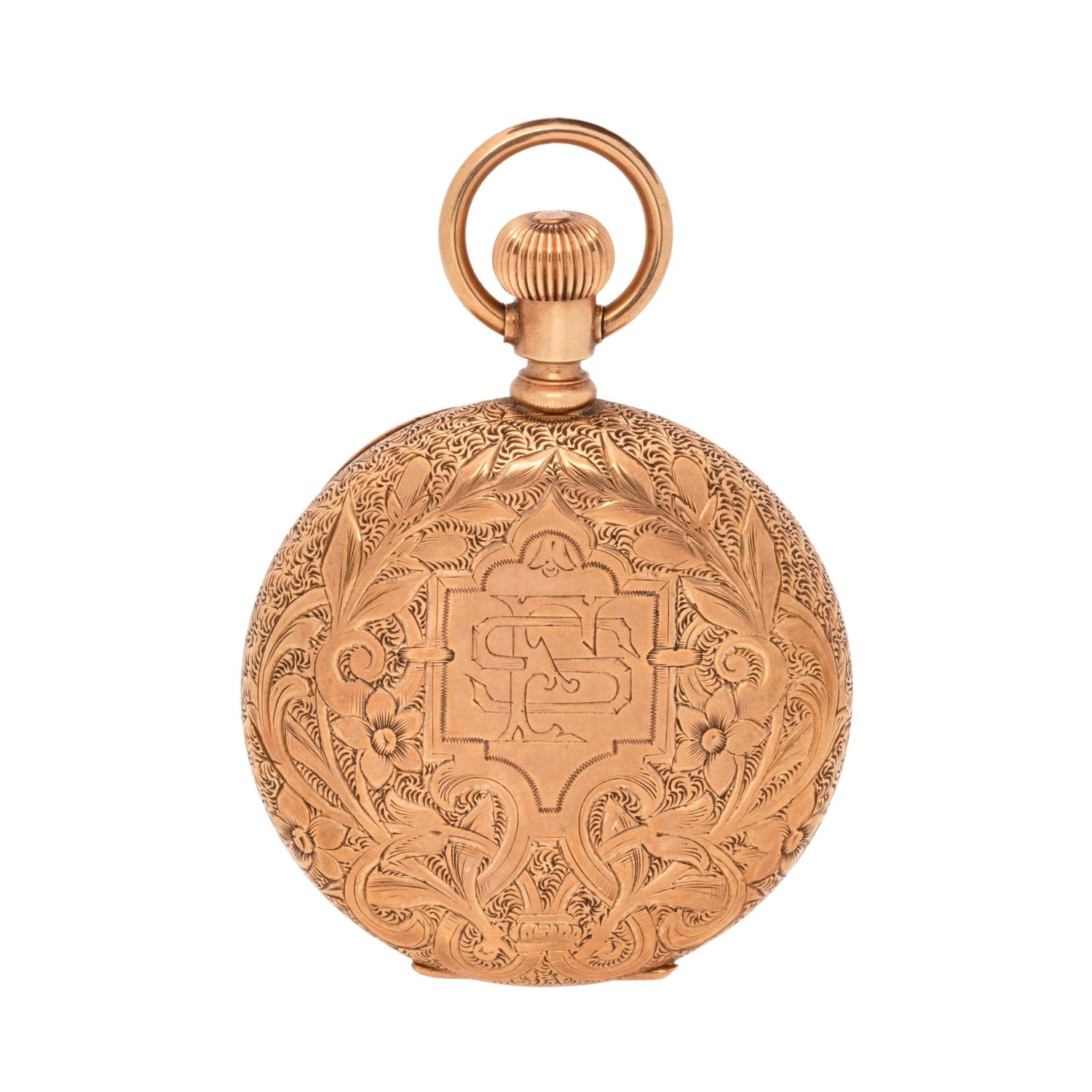 WALTHAM, 14K YELLOW GOLD HUNTER CASE POCKET WATCH