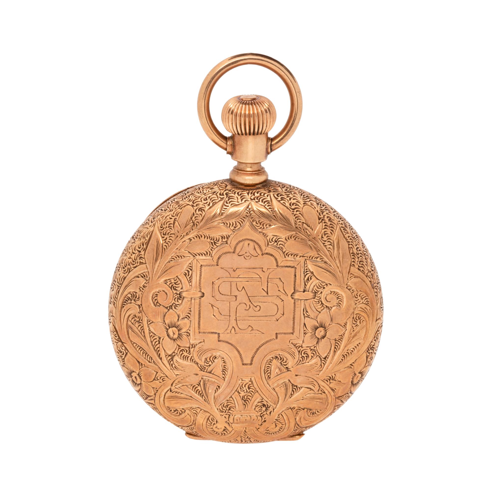 WALTHAM, 14K YELLOW GOLD HUNTER CASE POCKET WATCH