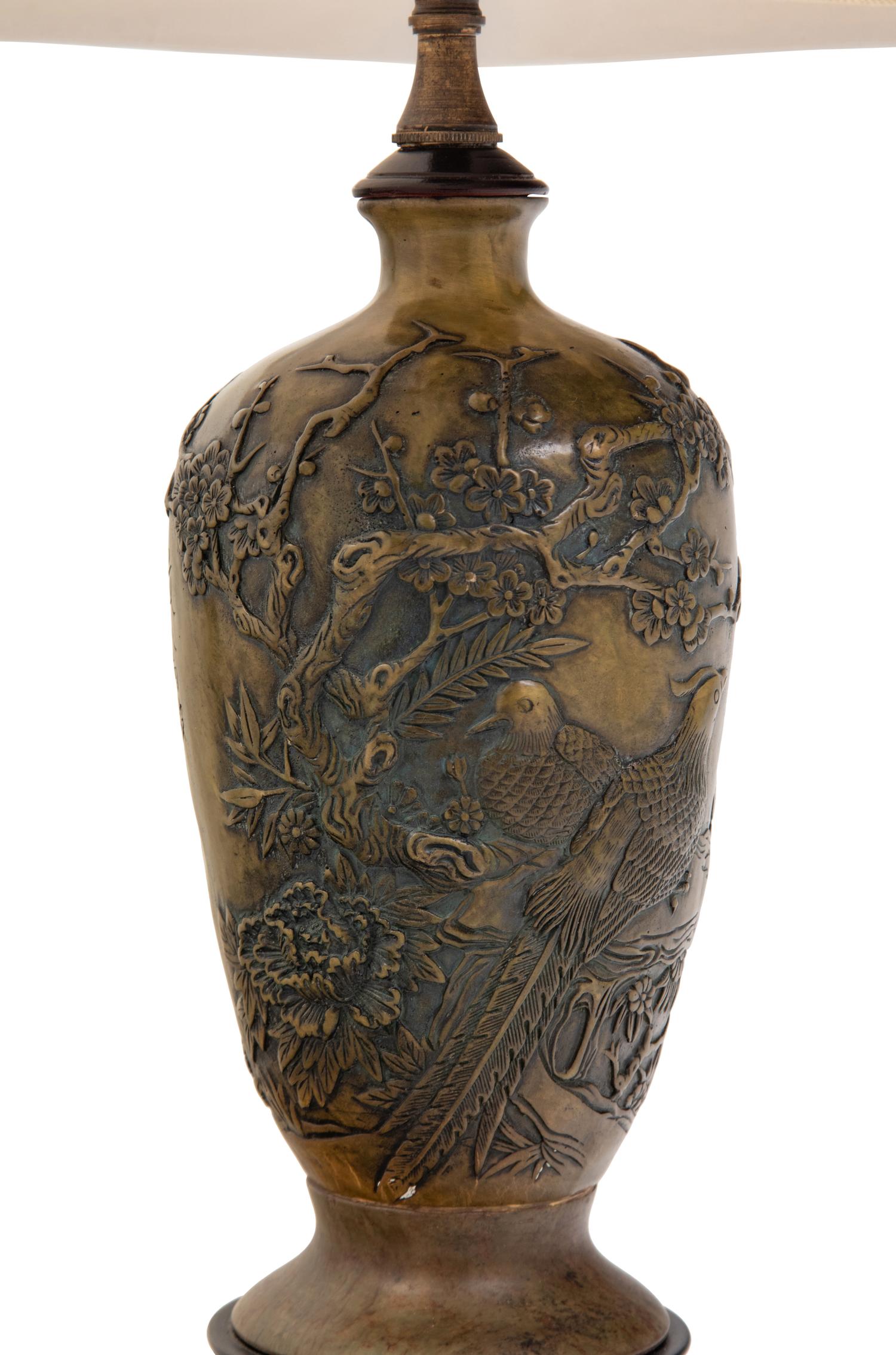 A Japanese Bronze Vase Mounted as a Lamp