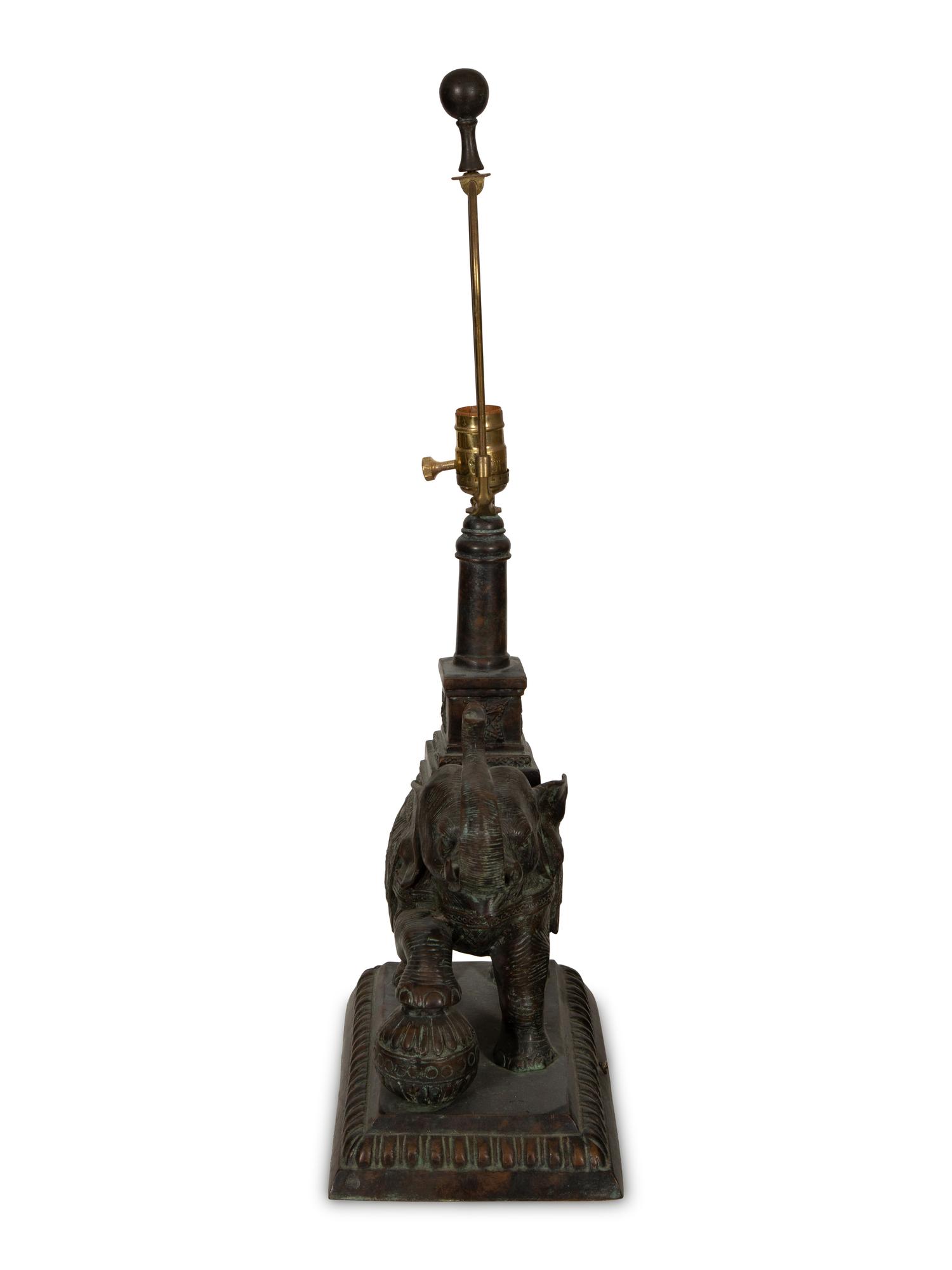 A Set of Three Maitland Smith Cast Metal Elephant-Form Table Lamps