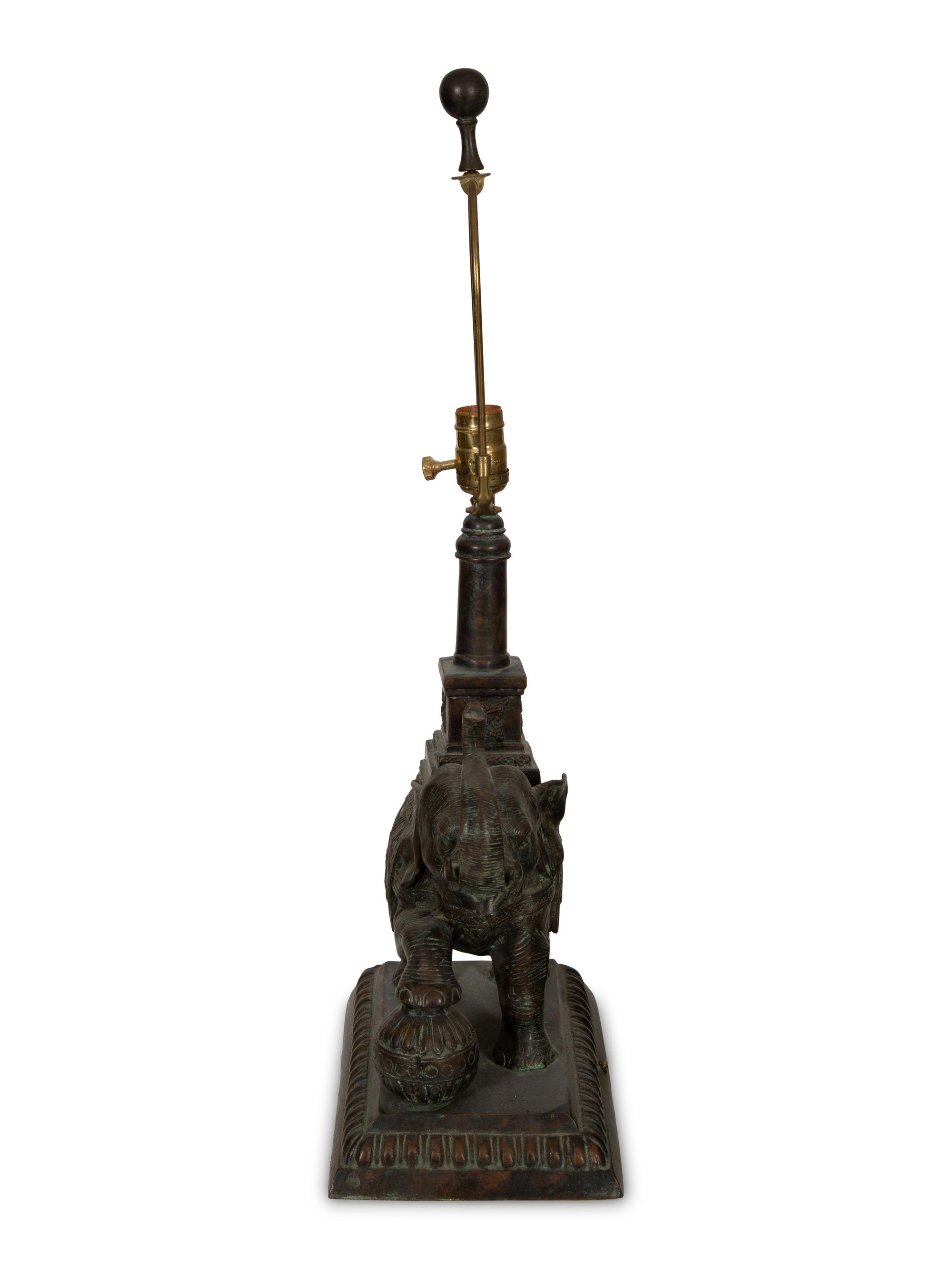 A Set of Three Maitland Smith Cast Metal Elephant-Form Table Lamps