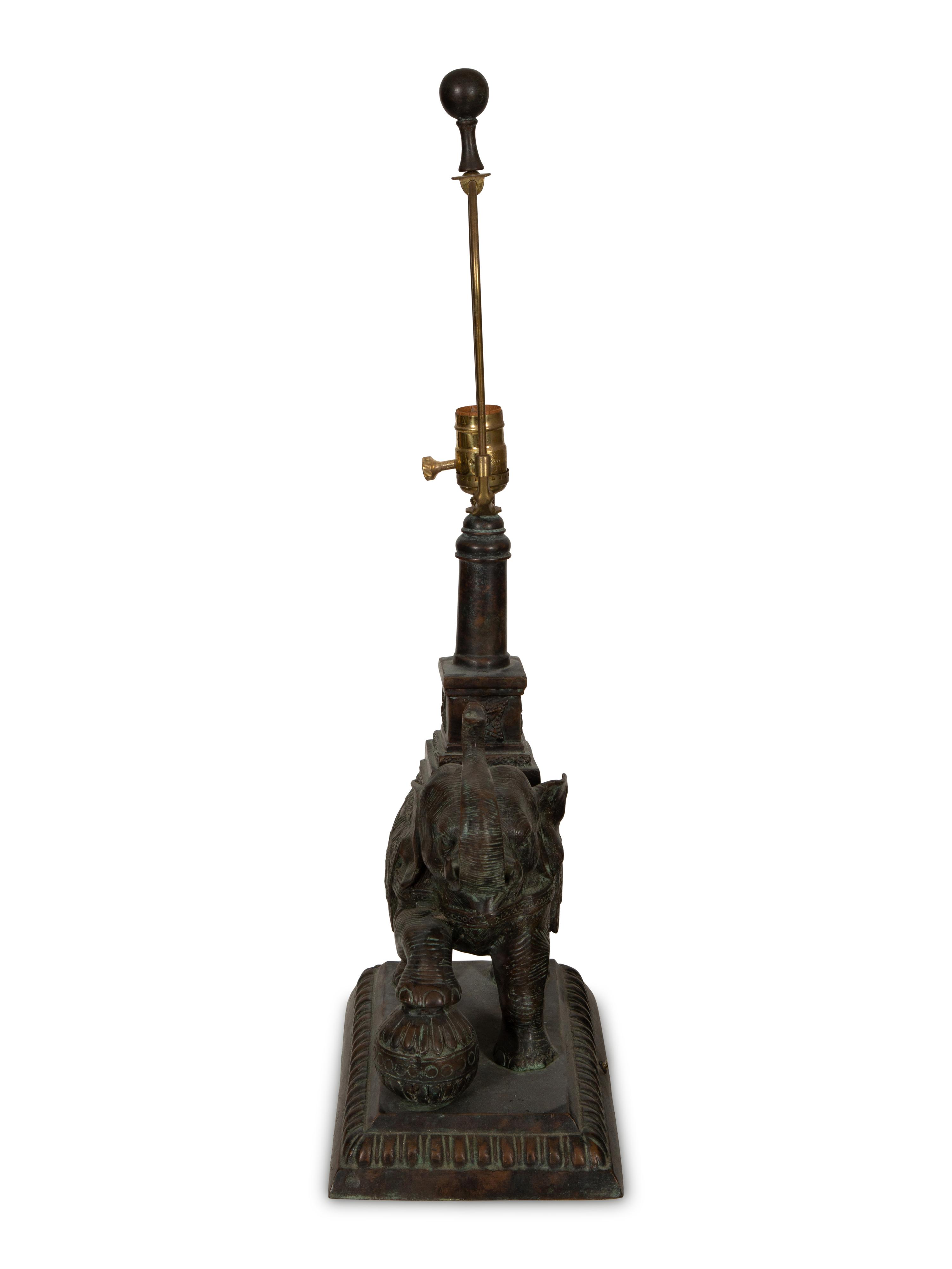 A Set of Three Maitland Smith Cast Metal Elephant-Form Table Lamps