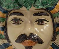 A Pair of Italian Polychrome Glazed Pottery Figural Vases