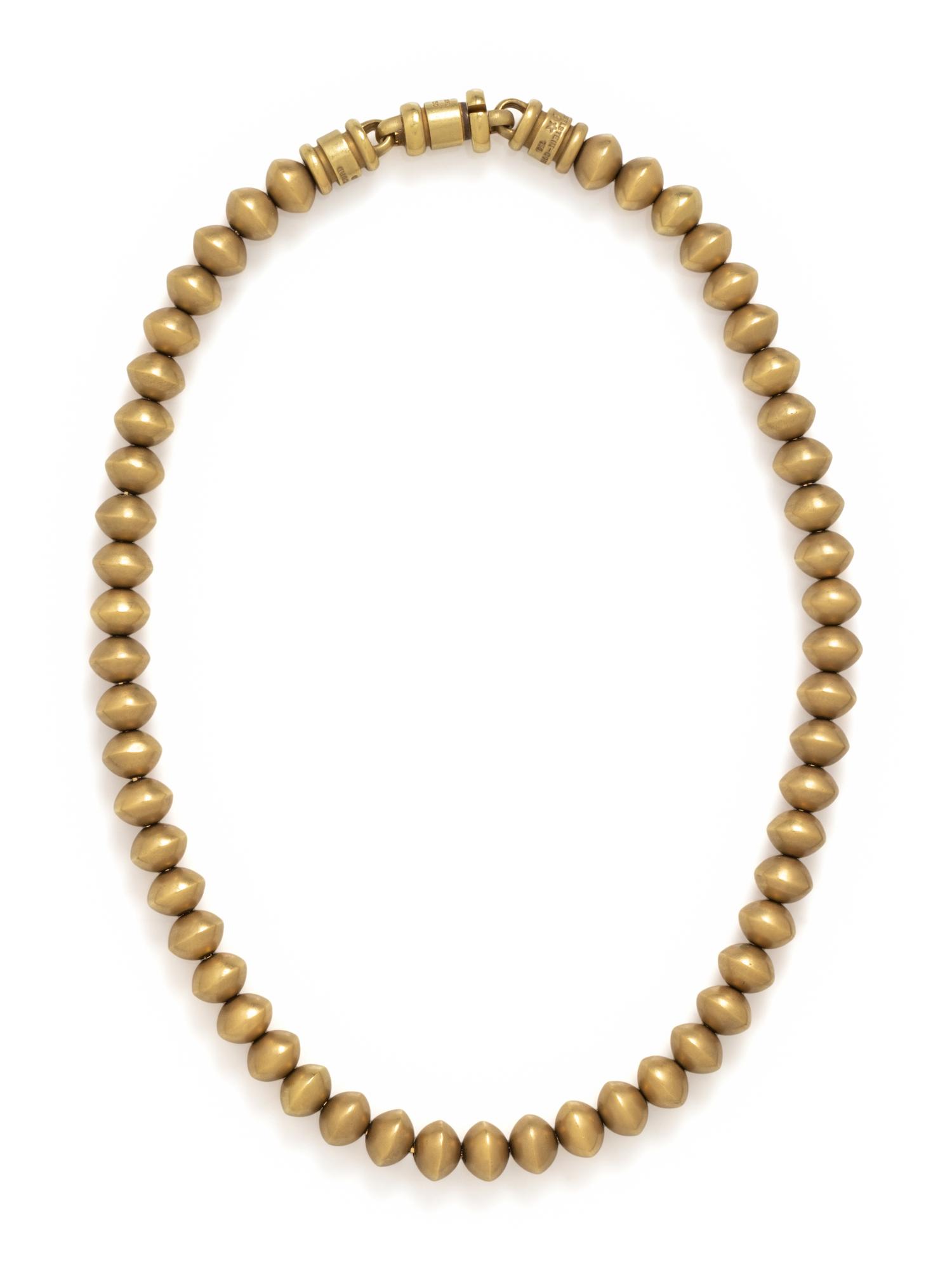 KIESELSTEIN-CORD, YELLOW GOLD BEAD NECKLACE