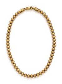 KIESELSTEIN-CORD, YELLOW GOLD BEAD NECKLACE