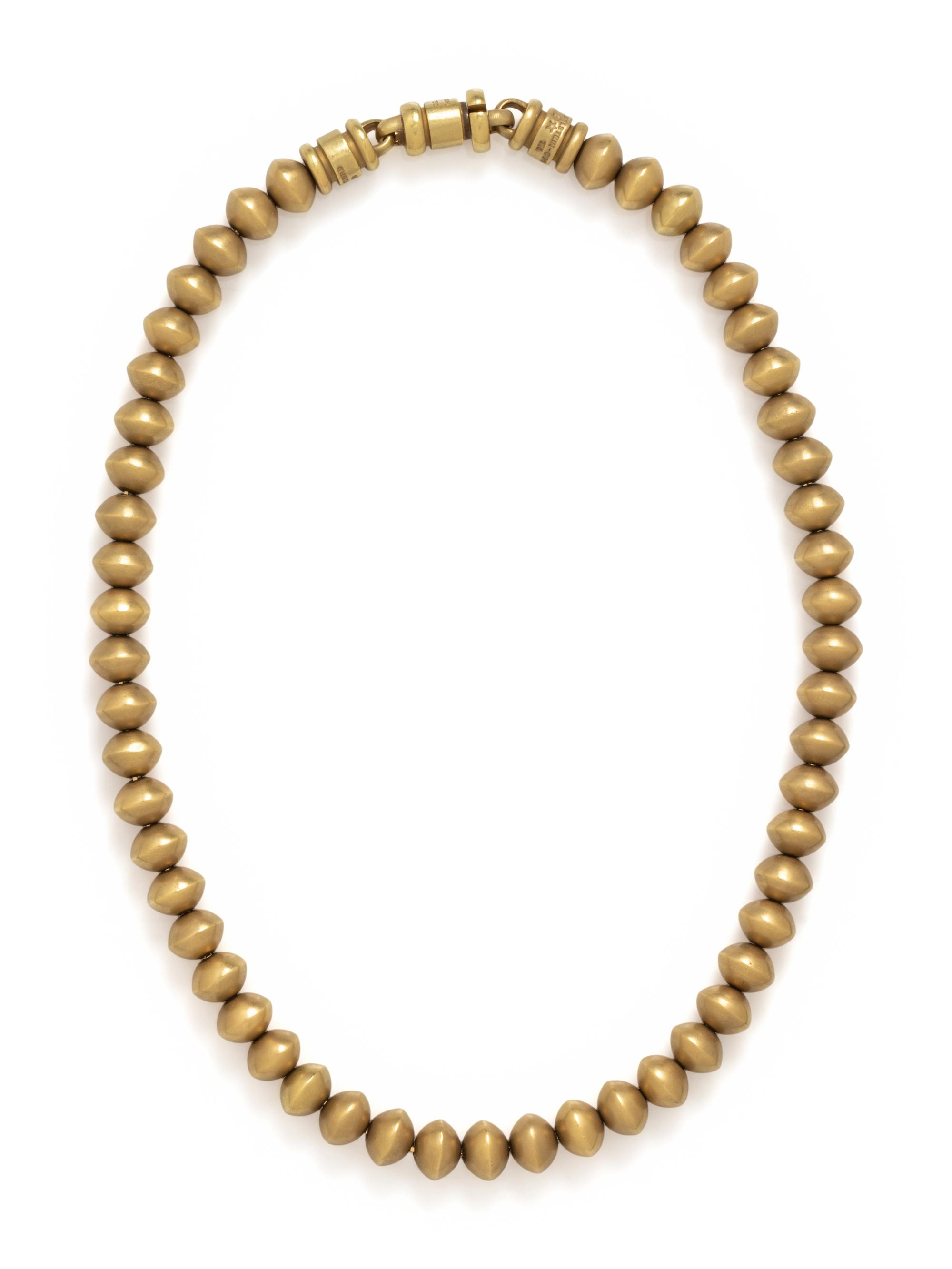 KIESELSTEIN-CORD, YELLOW GOLD BEAD NECKLACE