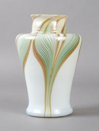 A Contemporary American Iridescent Glass Vase, Height 6 3/4 inches.