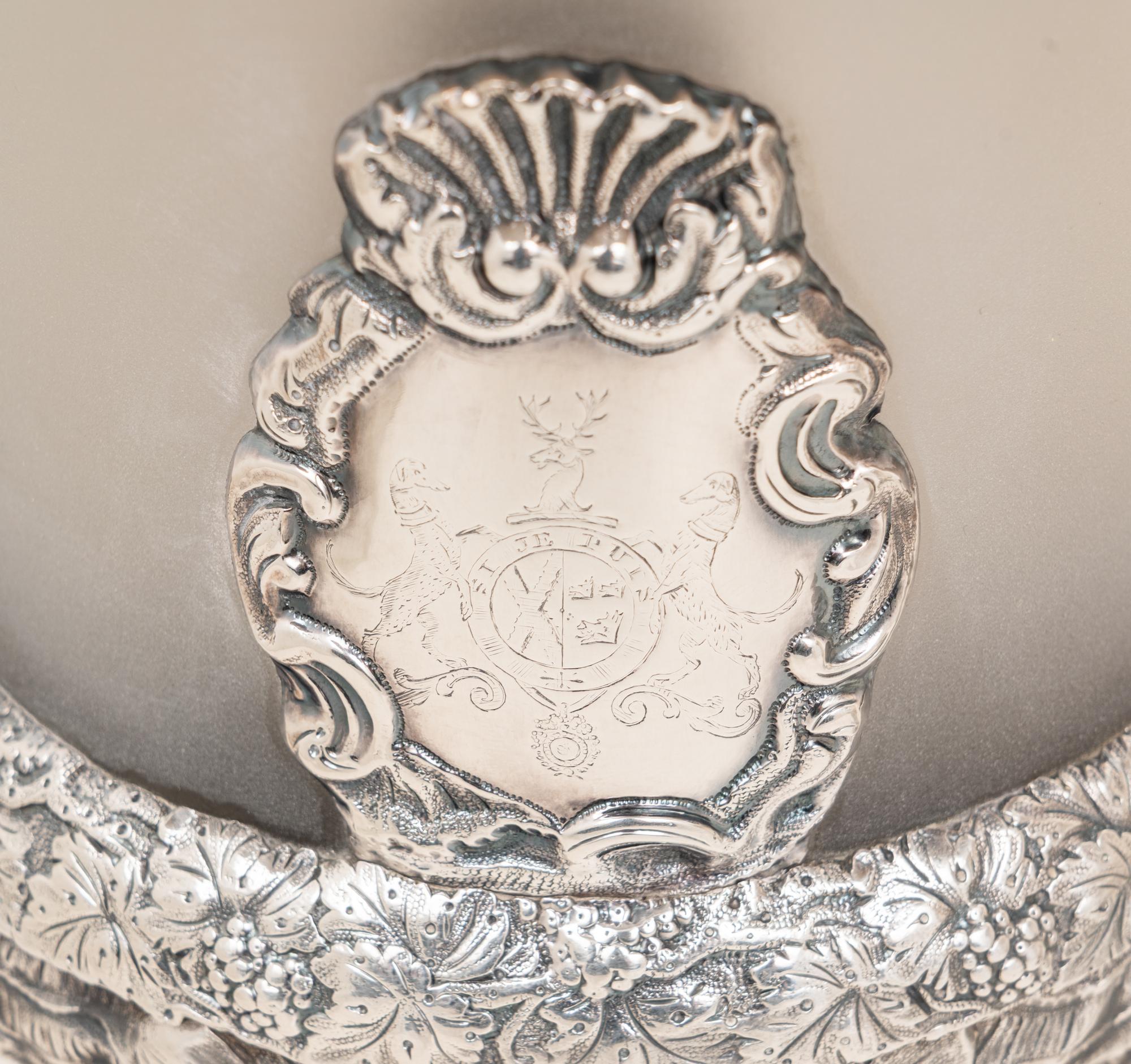 A Pair of English Frosted Glass and Silver-Plate Wine Coolers