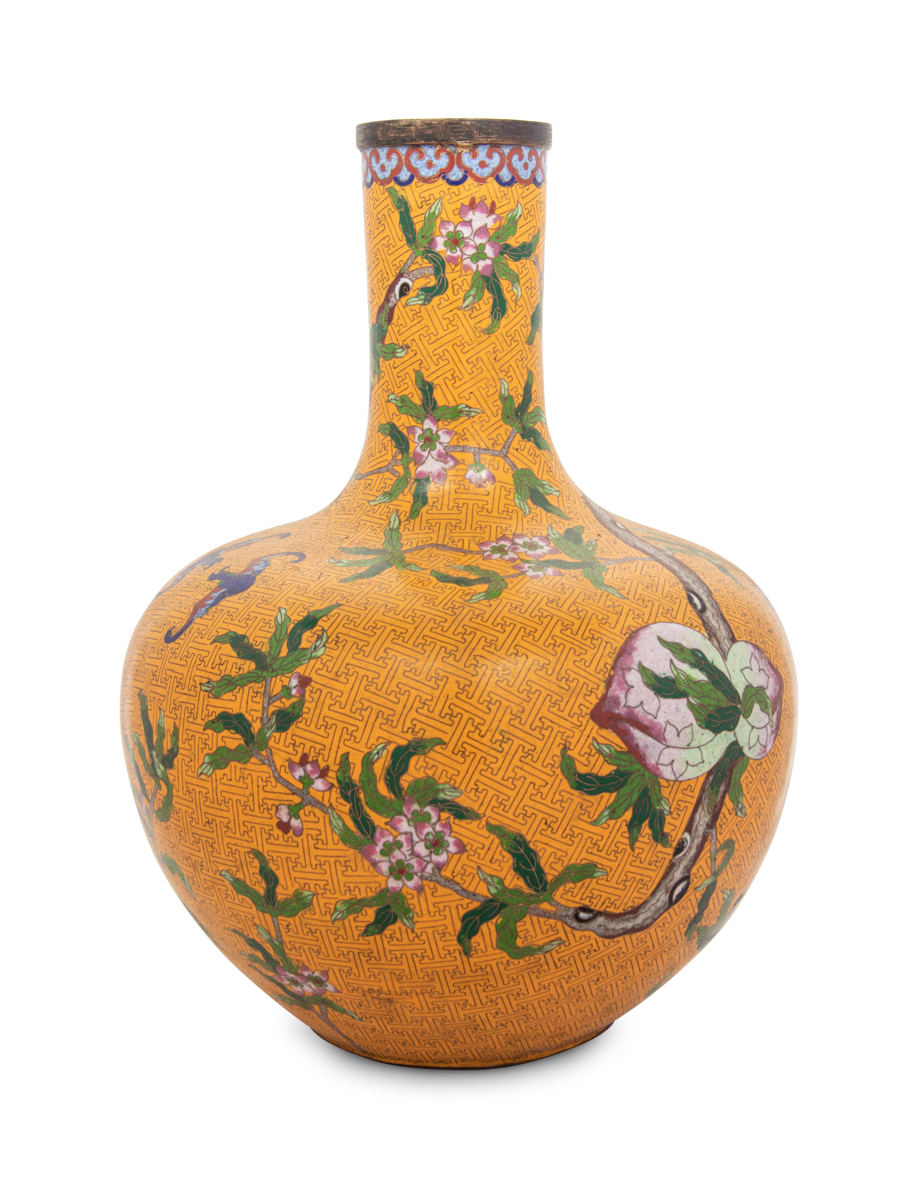A Large Cloisonné Enamel Vase, Tianqiuping