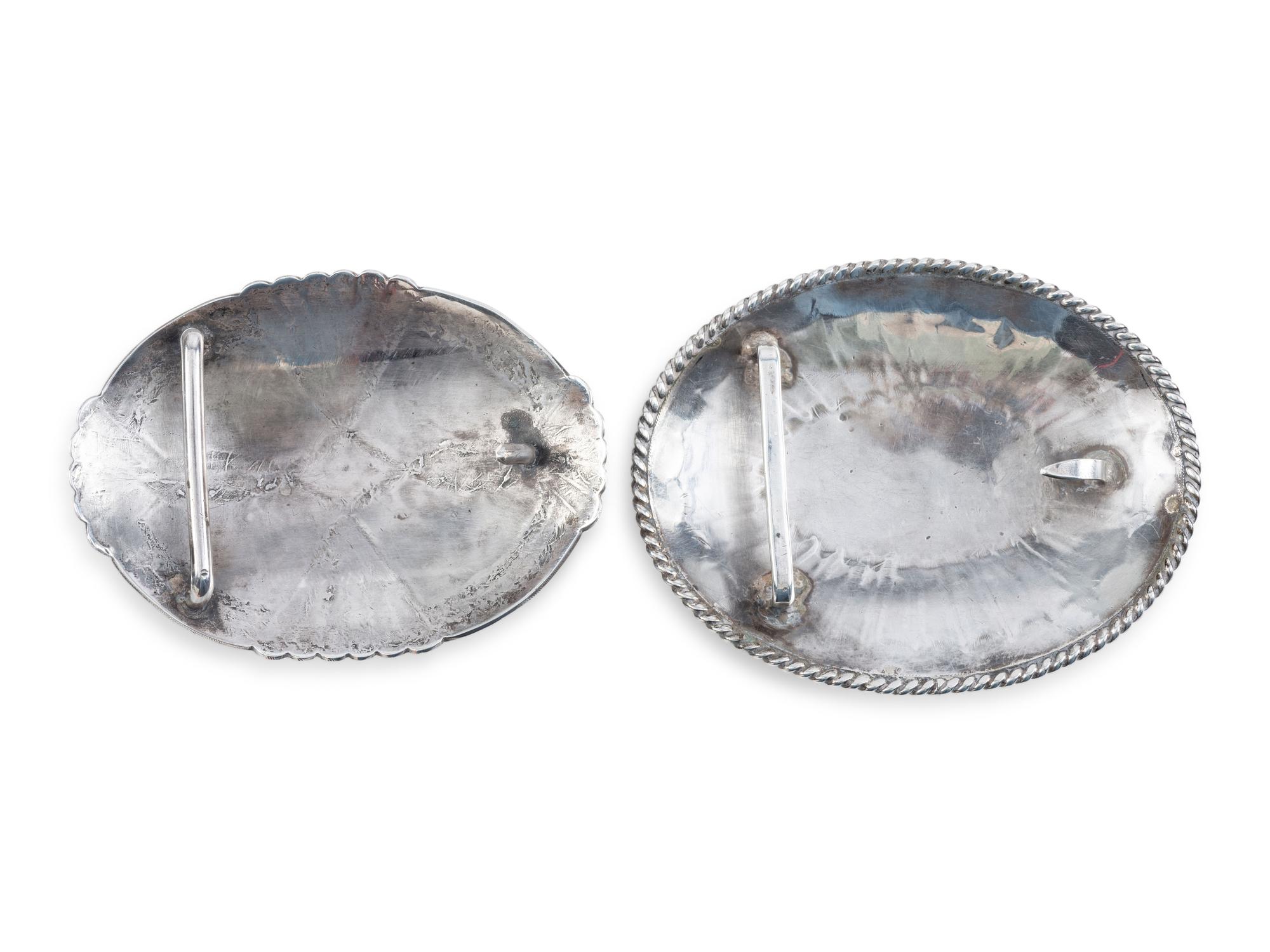 Navajo Silver and Turquoise Belt Buckles