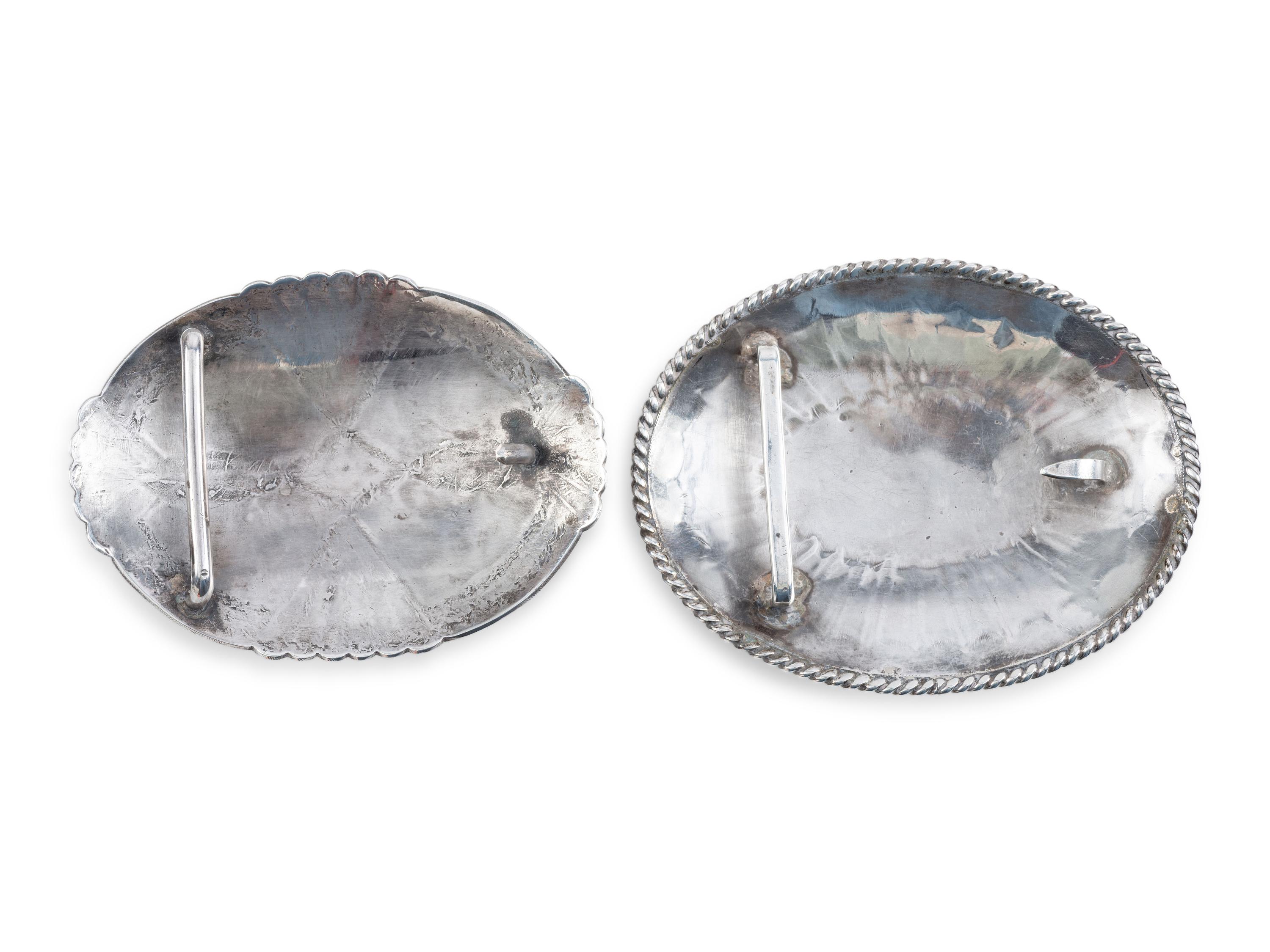 Navajo Silver and Turquoise Belt Buckles