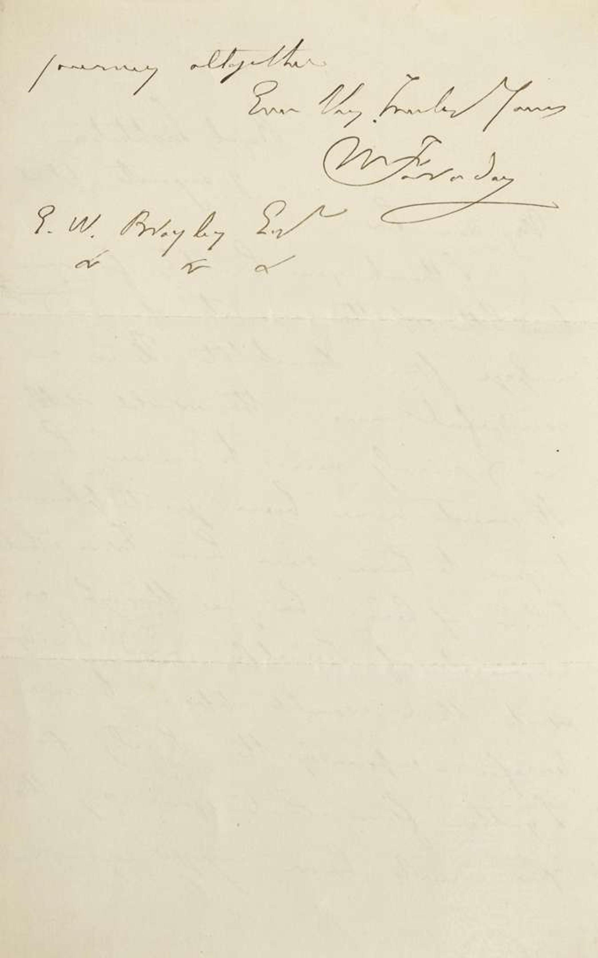 [Science, Medicine & Mathematics] Faraday, Michael: Autograph Letter, signed