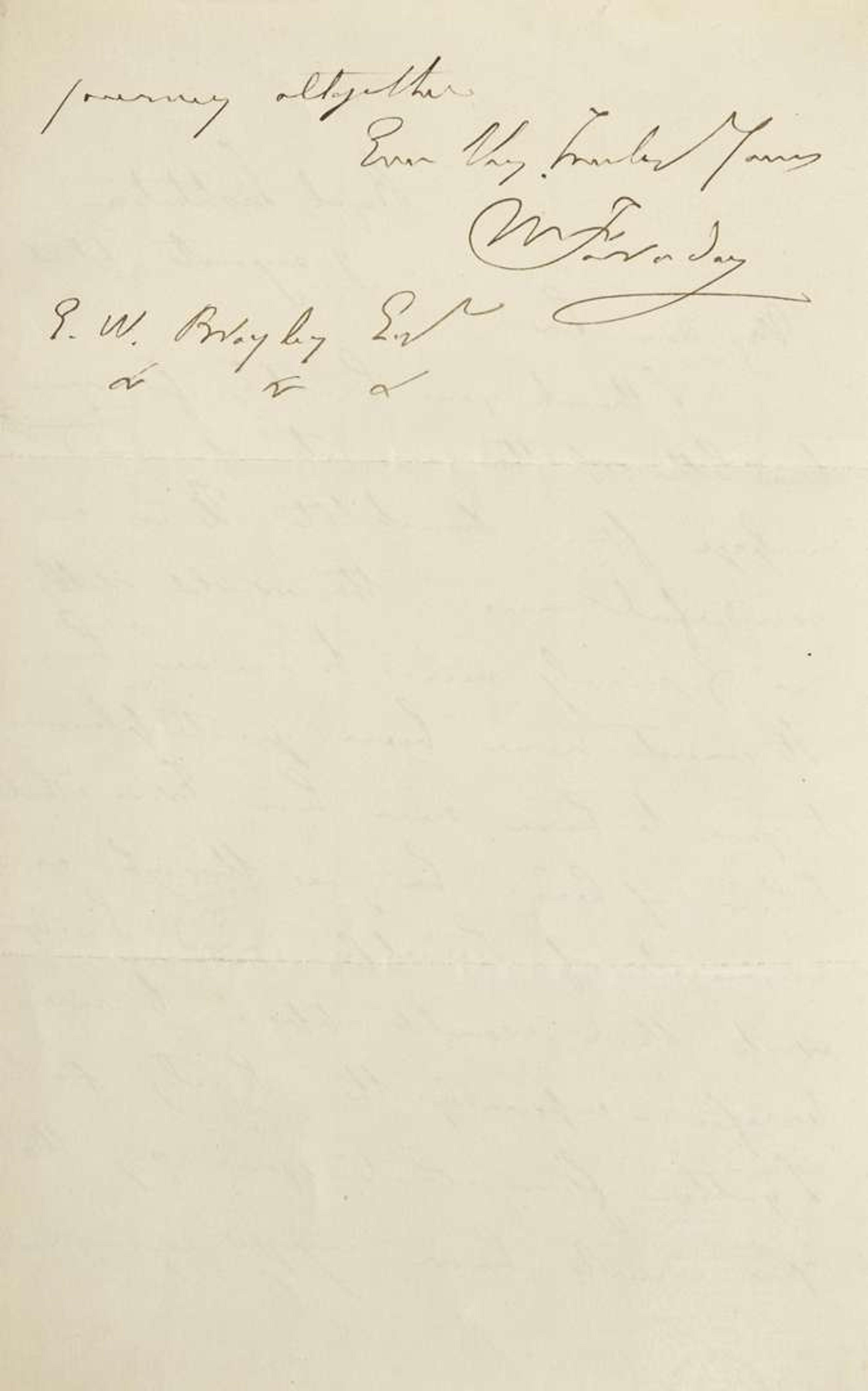 [Science, Medicine & Mathematics] Faraday, Michael: Autograph Letter, signed