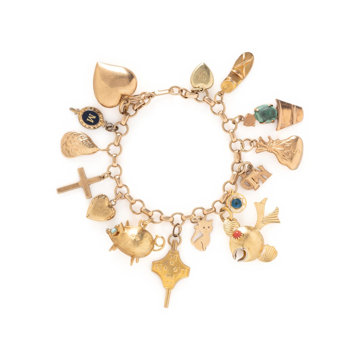 YELLOW GOLD CHARM BRACELET