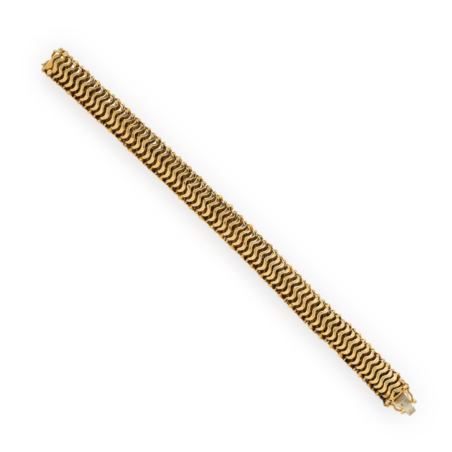 Diamond, Enamel, and Yellow Gold Flexible Bracelet