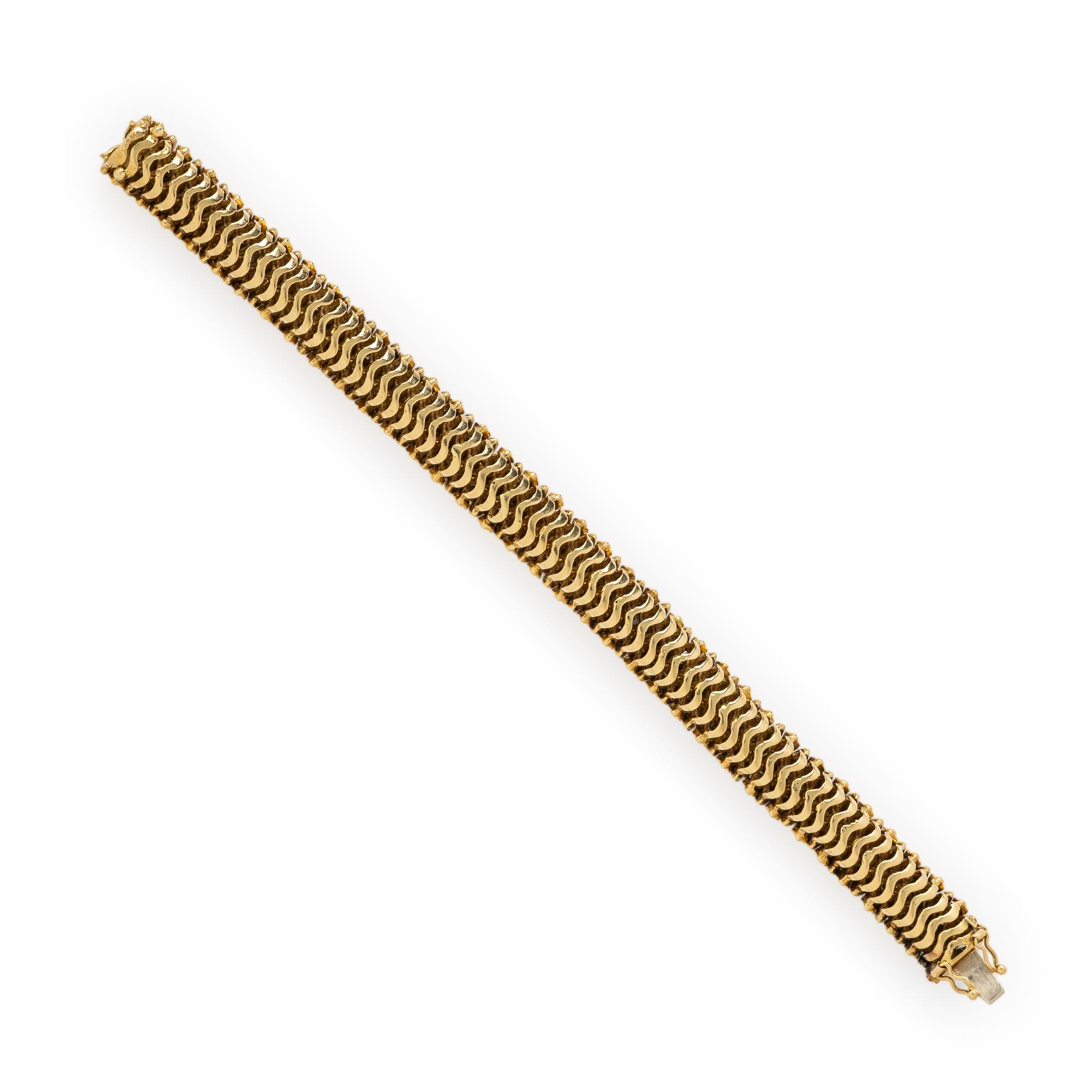 Diamond, Enamel, and Yellow Gold Flexible Bracelet