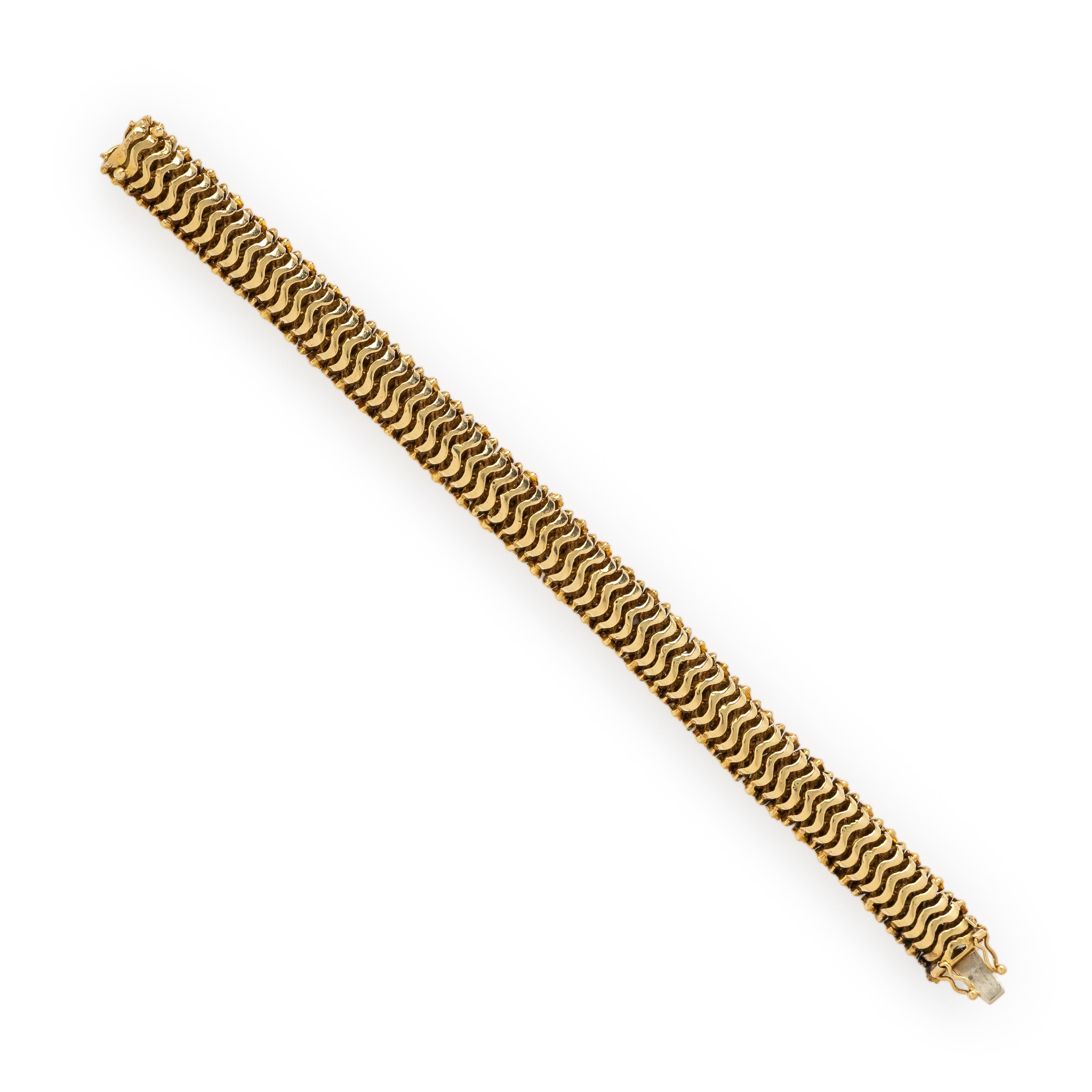 Diamond, Enamel, and Yellow Gold Flexible Bracelet
