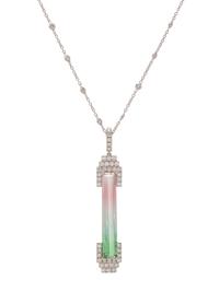 TRICOLOR TOURMALINE AND DIAMOND PENDANT/NECKLACE