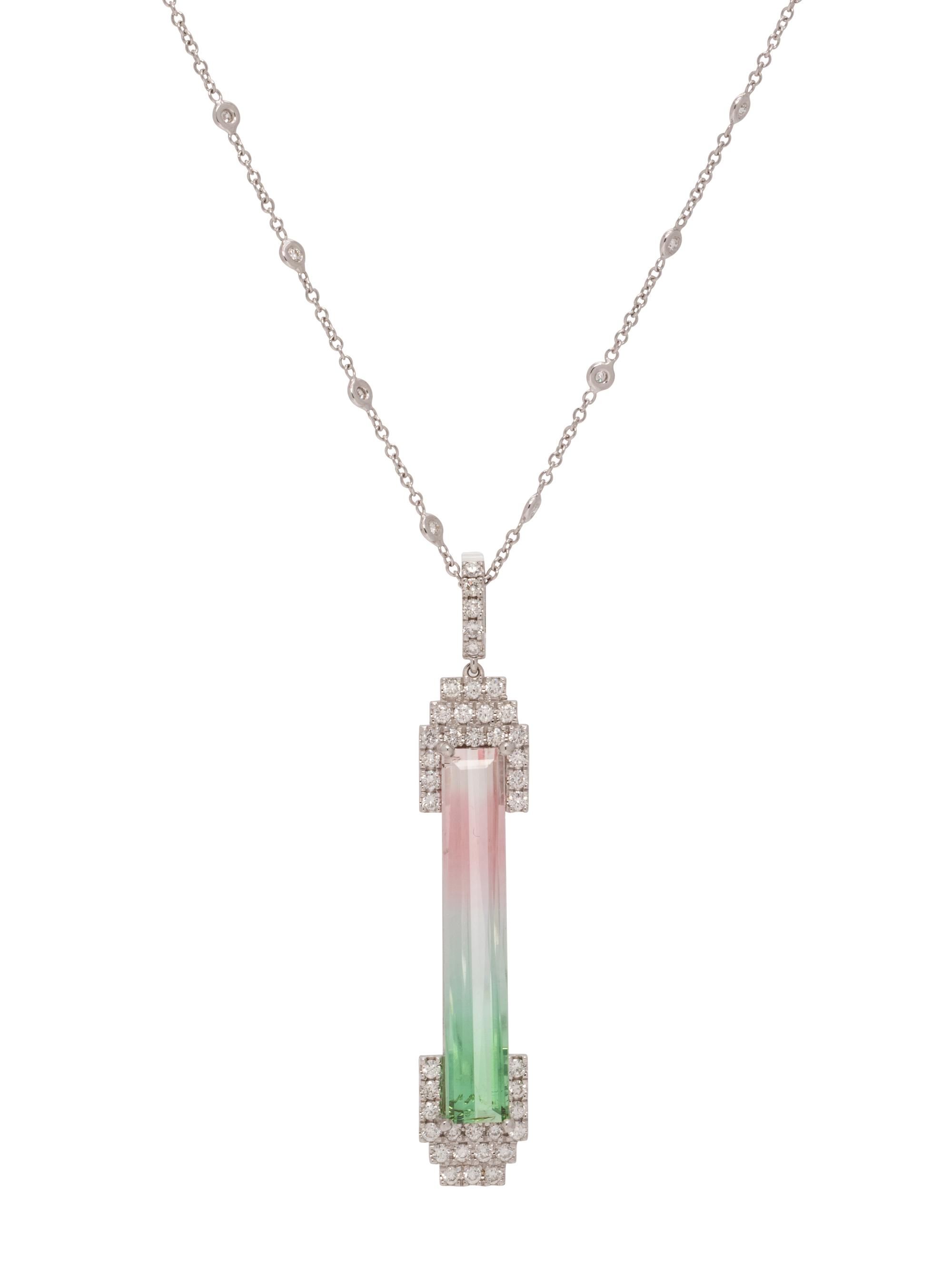 TRICOLOR TOURMALINE AND DIAMOND PENDANT/NECKLACE
