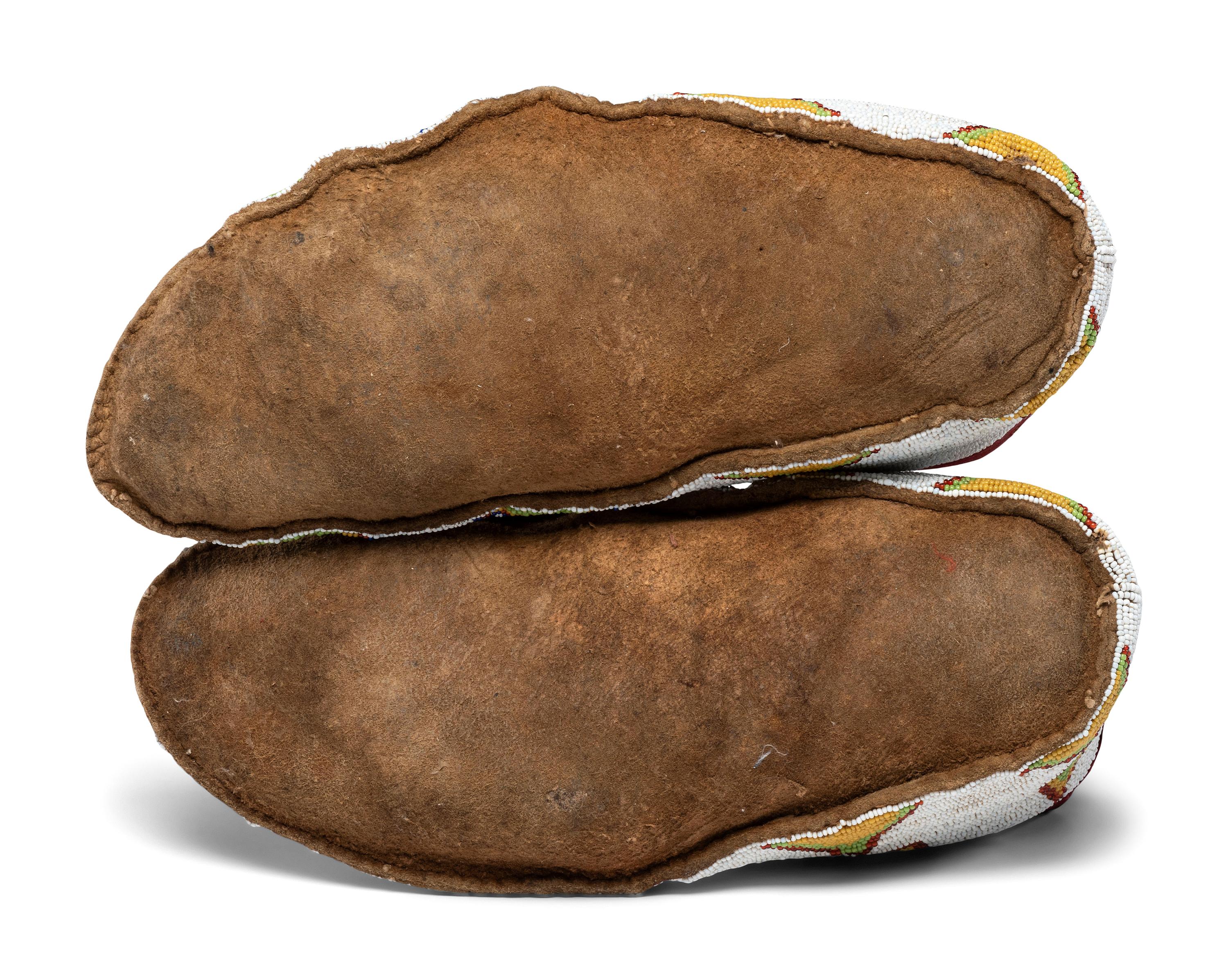 Blackfeet Soft Soled Beaded Hide Moccasins