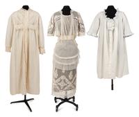 Six Edwardian Cotton Dresses: Three Day Dresses, Three Bed Jackets and Night Gowns, 1910s