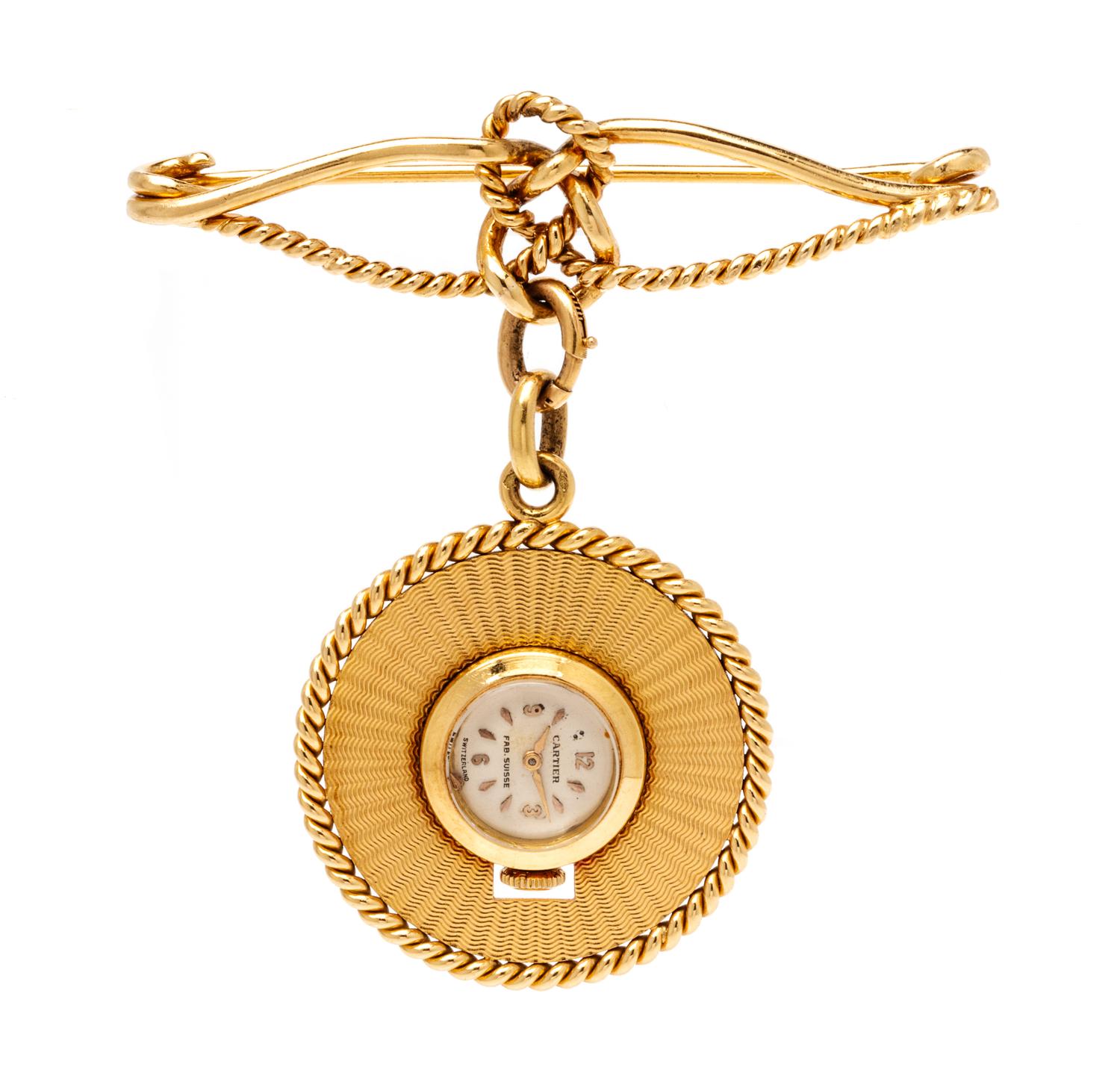 An 18 Karat Yellow Gold Lapel Watch, Cartier, 16.40 dwts.