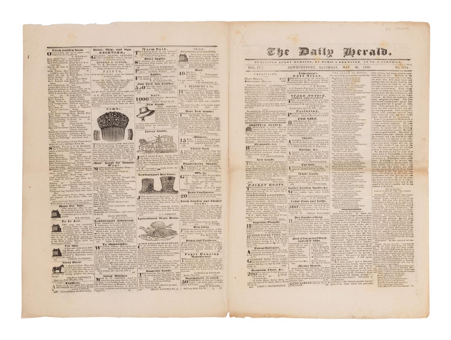 [NEWSPAPERS - TEXAS NEWS]. Collection of about 175 issues of various American newspapers featuring articles on Texas, printed between 1803 and 1860.