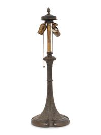 Reverse Painted Landscape Lamp Shade with Associated Base