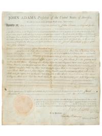 ADAMS, John (1735-1826). Partially engraved document accomplished in a secretarial hand signed ("John Adams") as President, countersigned by Secretary of State Timothy Pickering, 1 February 1800.