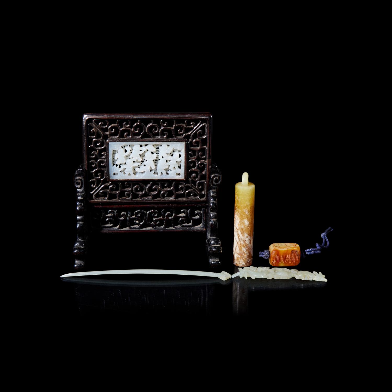 Four Chinese Jade Articles, Qing Dynasty 清 玉器四件