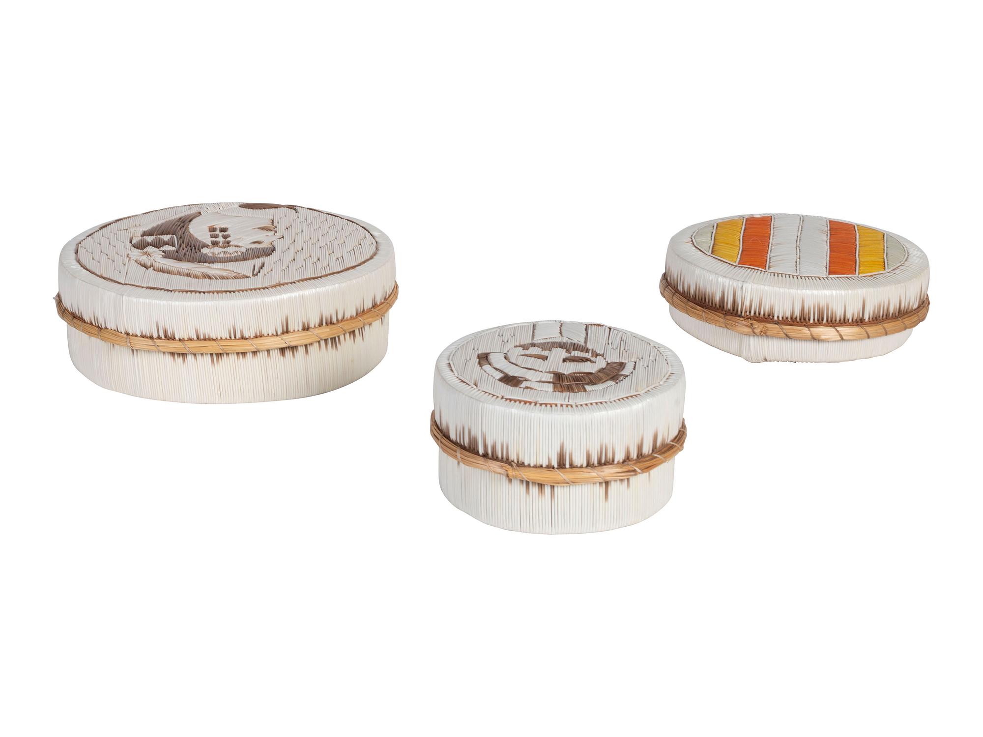 Anishinaabe Quilled Birchbark Boxes