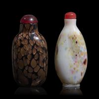 Two Chinese Multi-Colored Glass Snuff Bottles