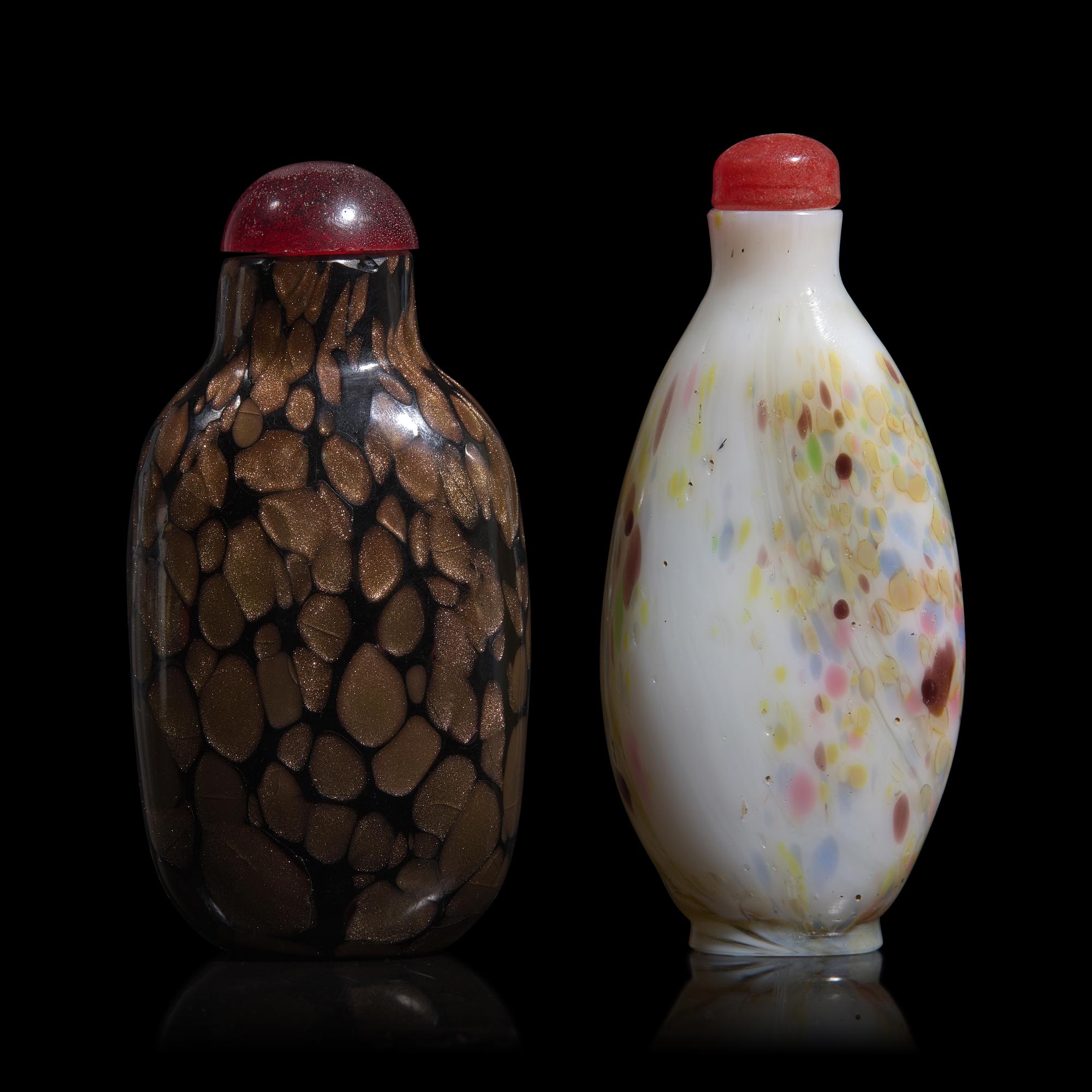 Two Chinese Multi-Colored Glass Snuff Bottles